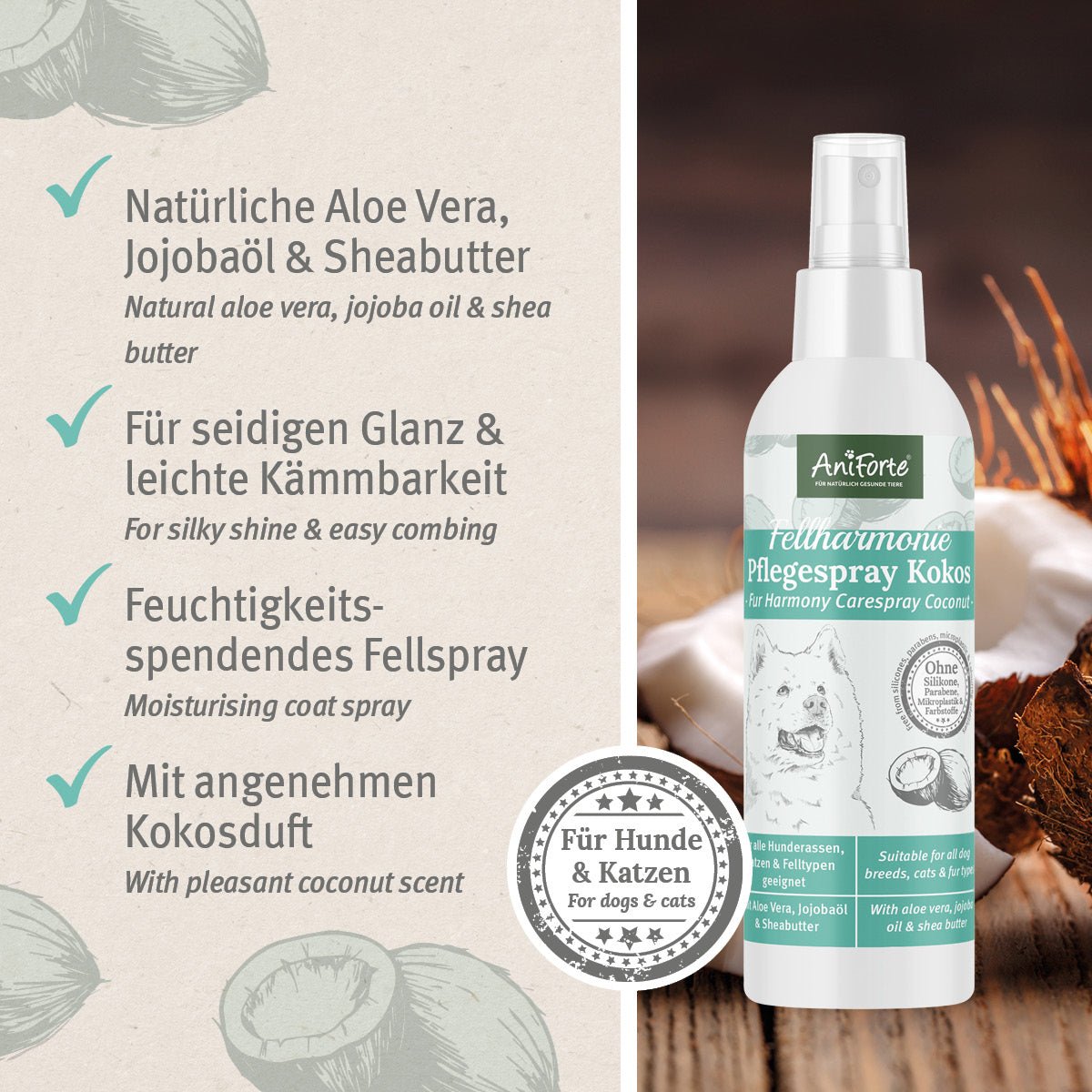 AniForte Fellharmonie Pflegespray Kokos, 200ml